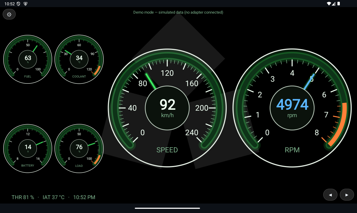 RGB OBD Muscle Green gauge design