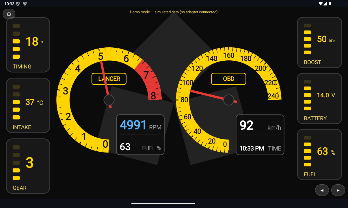 RGB OBD Race Yellow gauge design