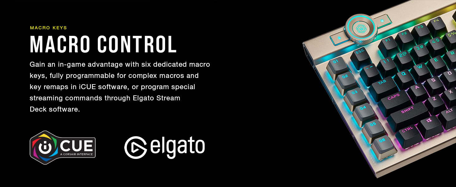 MACRO KEYS, CONTROL, fully programmable, iCUE, Elgato Stream Deck
