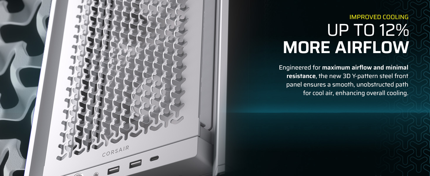 steel front panel; high airflow panel; high airflow case; y-pattern front panel; high cooling case;